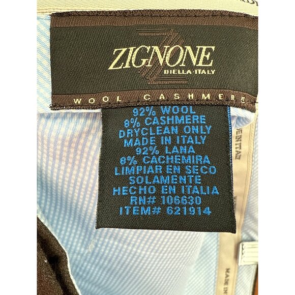 Zignone Italy ENZO MANTOVANI Mens Gray Wool Cashmere Dress Pants Cuffed 40x30 - Picture 8 of 10